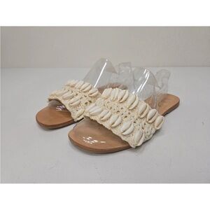 Manebi Shells & Cotton Crochet Leather Sandal Women's Size 37 (US Size 7)